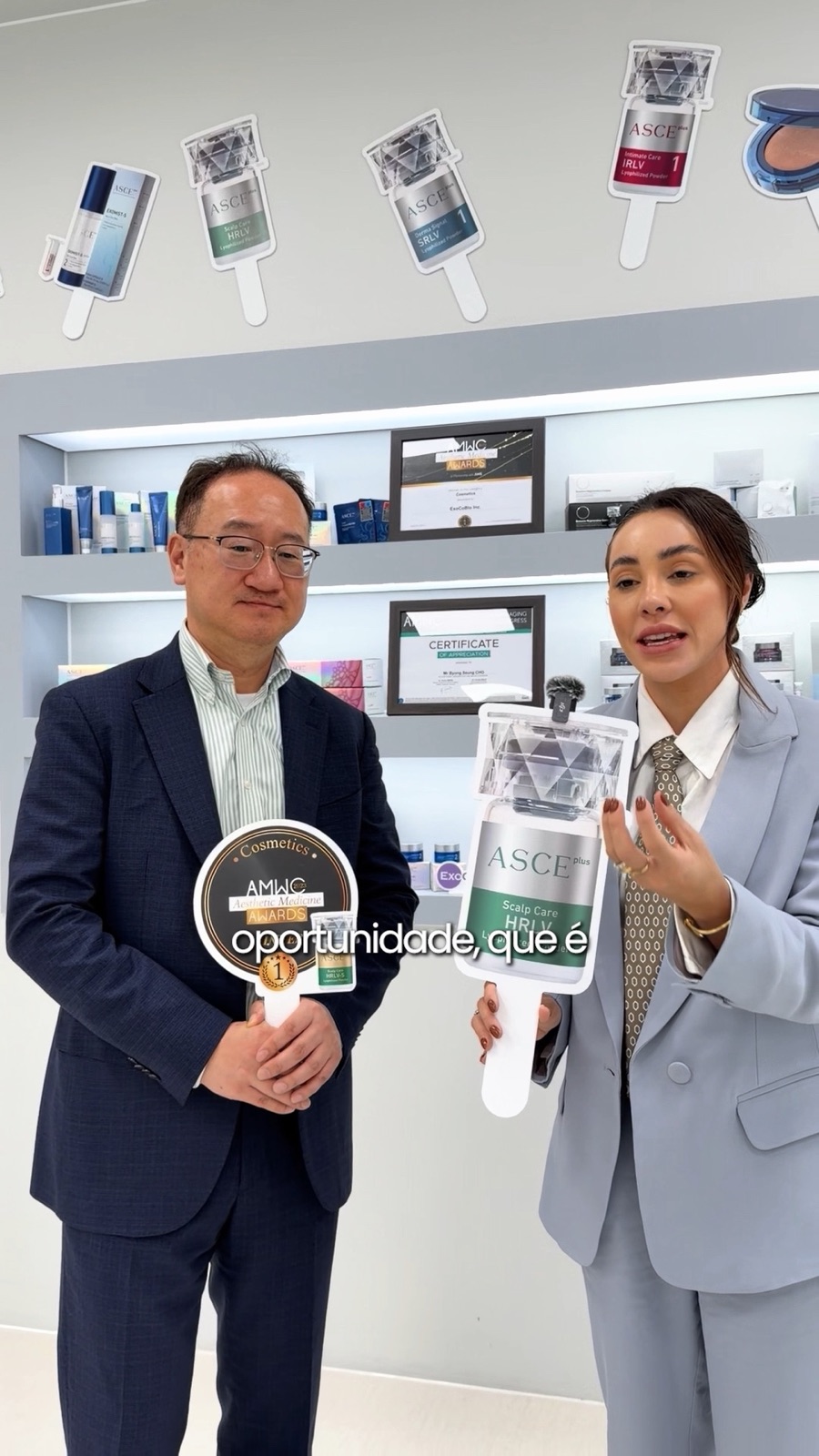 Dr. Byong Seung Cho and Brenda Terra Zimmer at the ExoCoBio showroom